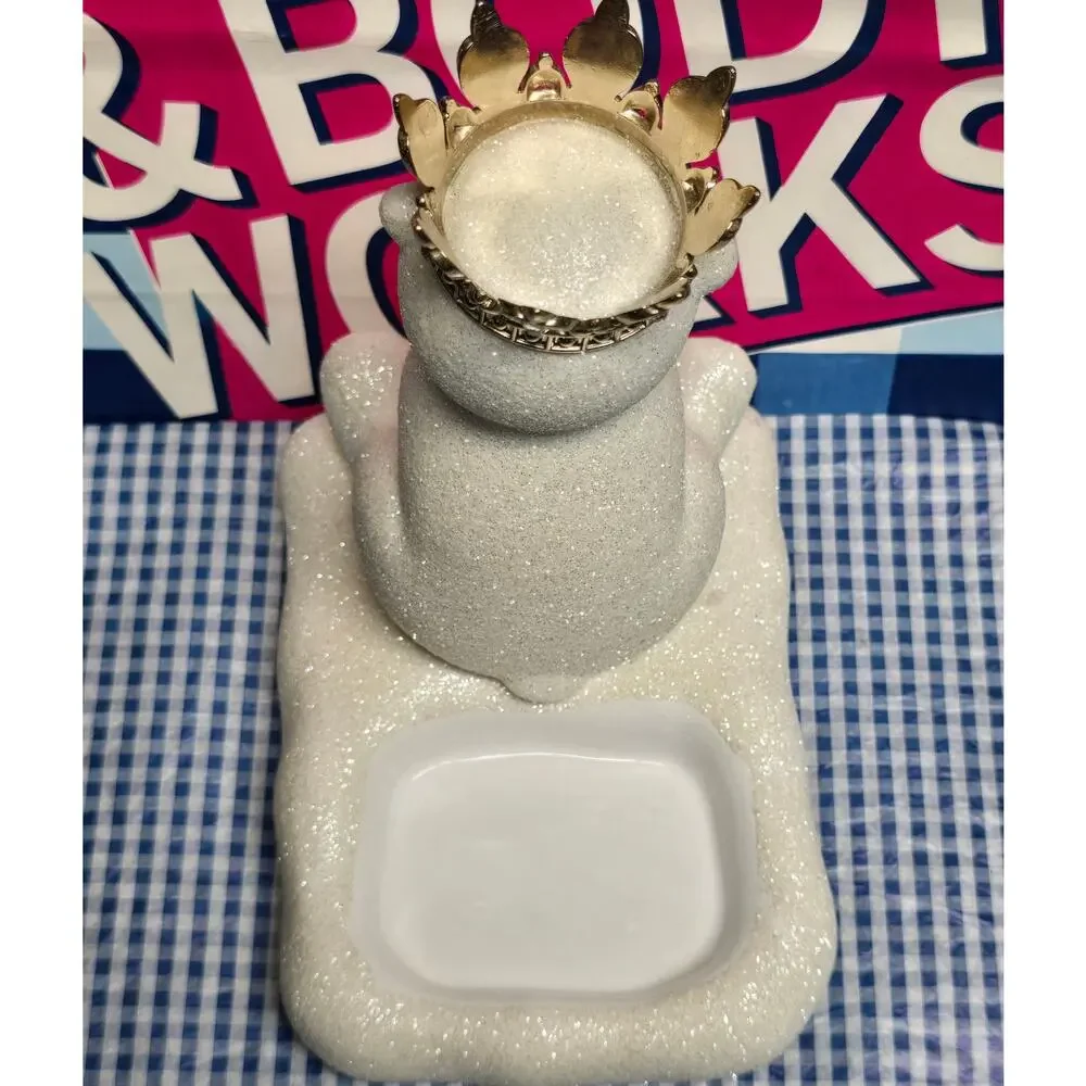 BBW Glittery White Gold Crown Polar Bear Hand Soap Holder